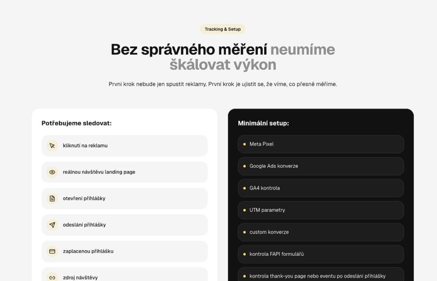 Strana prezentácie: Tracking a setup
