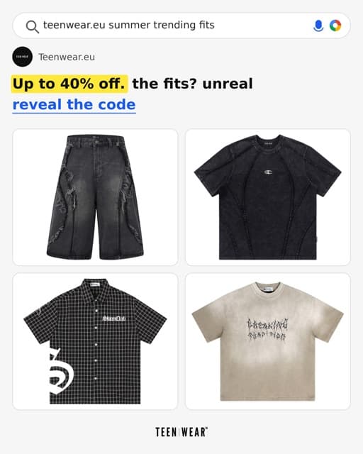 Statická reklama Teenwear